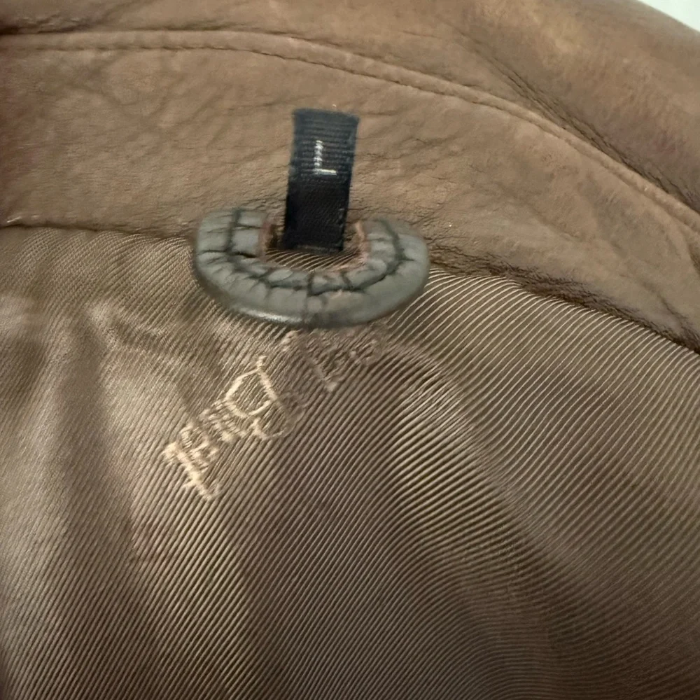 Vintage Gil Bret Brown Leather Belted Moto Jacket Distressed Biker Coat - Picture 11 of 13